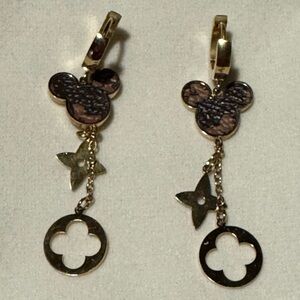 Gold and Brown Dangle Earrings